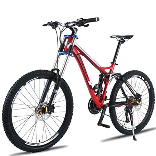 Bicicletas de montaña : LDDLDG Bicicleta de montaña de 26 pulgadas, marco de aleación de aluminio ligero 24 / 27 velocidades freno de disco de suspensión delantera (color: rojo, tamaño: 24 velocidades)