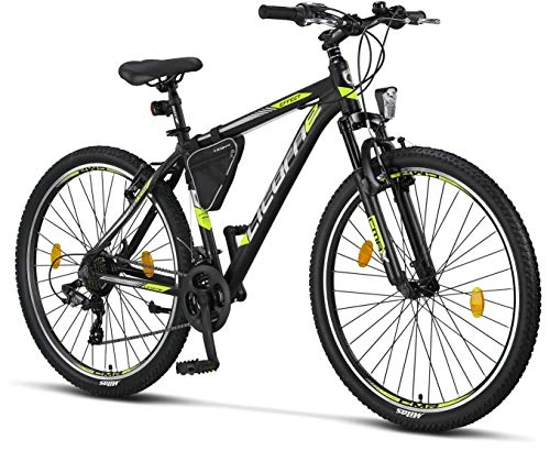 Bicicletas de montaña : Licorne Bike Bicicleta de montaña prémium para niños, niñas, hombres y mujeres, cambio de 21 velocidades, para hombre, Effect, Niñas, negro / lima (freno V)., 27.5 inches