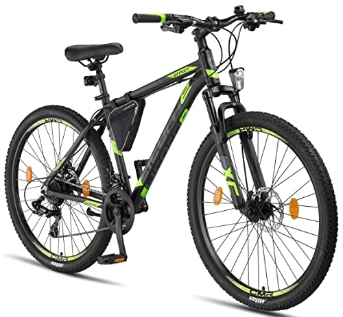 Bicicletas de montaña : Licorne Bike Effect Premium - Bicicleta de montaña 27, 5 pulgadas - para niños, niñas, hombres y mujeres - Cambio de 21 velocidades - para hombre - Negro / Lime (2 frenos de disco)
