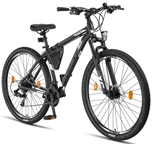 Bicicletas de montaña : Licorne Bike Effect Premium - Bicicleta de montaña de 29 Pulgadas - para niños, niñas, Hombres y Mujeres - Cambio de 21 velocidades - para Hombre - Negro / Blanco (2 x Frenos de Disco)
