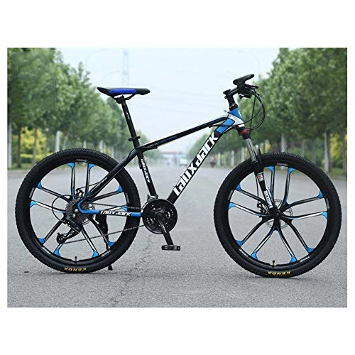 Bicicletas de montaña : LKAIBIN Bicicleta de campo de cross para deportes al aire libre, unisex, 27 velocidades, suspensión frontal, marco de 17 pulgadas, ruedas de 10 radios de 66 cm con frenos de disco duales, color negro