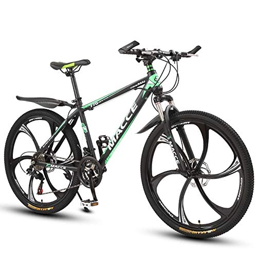 Bicicletas de montaña : LOISK Bicicleta de Montaña 26 Pulgadas, Bicicleta con Freno Disco Doble, Bicicleta de Carretera para Estudiantes Adultos, Black Green, 21 Speed