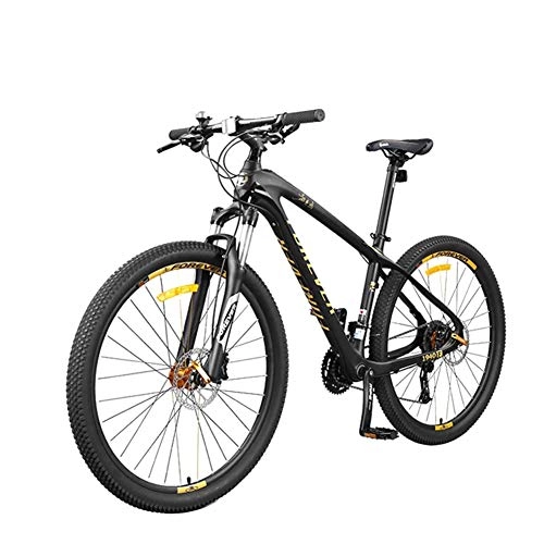 Bicicletas de montaña : LOISK Bicicleta de montaña 27, 5 Pulgadas Hombre Adulto 30 velocidades Fibra Carbono Bicicleta Ultraligera para Estudiantes Edición Conmemorativa, Oro Negro