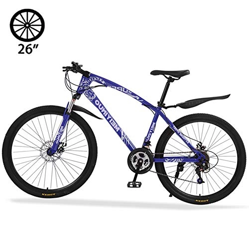 Bicicletas de montaña : M-TOP Bicicleta de Montaña Rodada 26'', Bicicleta para Carretera 24 Velocidad de Carbon Acero, Delantero Suspensión, Doble Freno de Disco Mecánico, Azul, 40 Spokes