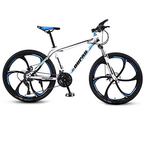 Bicicletas de montaña : M-YN 24 / 26 Pulgadas Bicicleta De Montaña Aluminio De 21 Velocidades Trasero Trasero, Frenos De Disco Delanteros Y Traseros 6 Hablicado Bicicleta Bicicle(Size:26inch, Color:Negro + Azul)