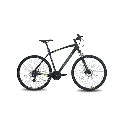 Bicicletas de montaña : Mens Bicycle Hybrid Bike Aluminum 24 Speed with Locking Suspension Front Fork Disc Brake City Commuter Comfort Bike (Color : White) (Black)