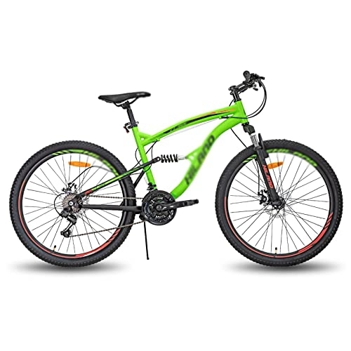 Bicicletas de montaña : Mens Bicycle Steel Frame Speed Mountain Bike Bicycle Double Disc Brake (Color : Black) (Green)
