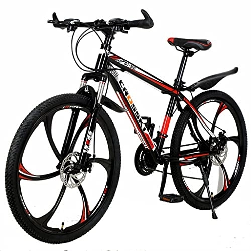 Bicicletas de montaña : Mountain Bike Cuadro de Acero al Carbono con Frenos de Disco Doble (Negro y Rojo; Negro y Azul 26 Pulgadas 21 / 24 / 27 velocidades) Bicicleta de montaña