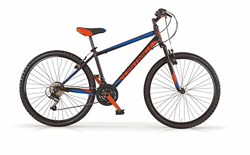 Bicicletas de montaña : Mountain Bike MBM District de hombre, estructura de acero, horquilla delantera suave, cambio Shimano, 2 colores disponibles, Nero Opaco / Rosso Neon