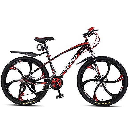 Bicicletas de montaña : Moutain Bike, 26 Pulgadas Acero al Carbono 30 Speed Frenos de Disco Doble suspensin Rojo Section CNeumtico de Seis Hojas