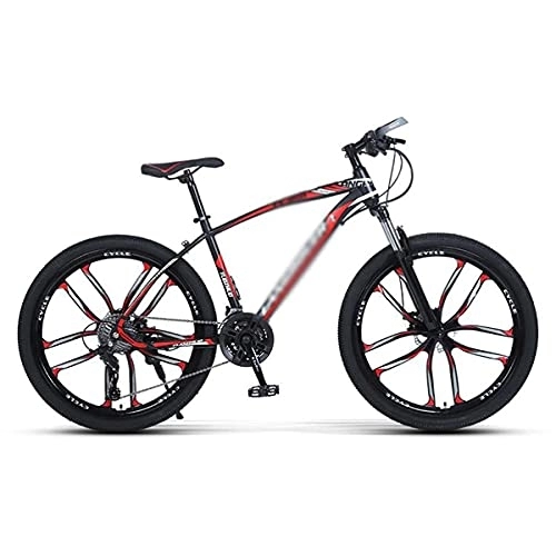 Bicicletas de montaña : MQJ All-Terrain Bicicleta de Montaña Bicicleta de 26 Pulgadas Bicicleta de Carretera para Hombres para Hombres Mujer Adulto Y Adolescentes 21 / 24 / 27 Velocidades con Tenedor de Suspensión con Llave / Roj