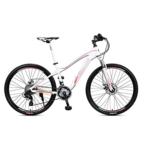 Bicicletas de montaña : MQJ Bicicleta de Montaña, 26"Hombres / Mujeres Hardtail Bike, Mde Aluminio con Frenos de Disco Y Suspensión Delantera, 27 Velocidades / Rosado