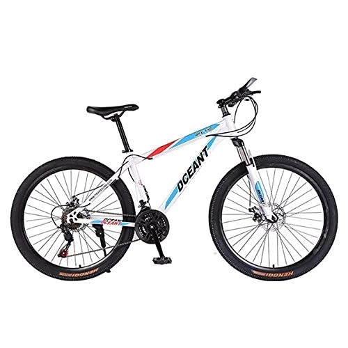 Bicicletas de montaña : MQJ Bicicleta de Montaña Adulta 26 Ruedas 21 Sistema de Engranajes de Velocidad Bicicleta de Freno de Doble Disco para Niños Menores Y Hombres / Blanco