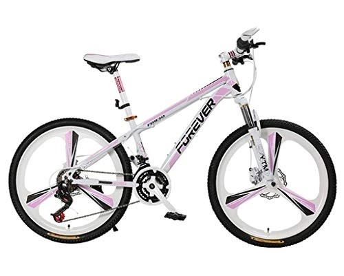 Bicicletas de montaña : MQJ Bicicleta de Montaña Bicicleta Adulta Femenina Estudiante 26 Pulgadas 27 Velocidad Variable Aleación de Aluminio de Aluminio Freno de Disco de Doble Disco Bicicleta Rosa a, B