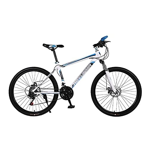 Bicicletas de montaña : MQJ Bicicleta de Montaña de 21 Velocidades con Ruedas de 26 Pulgadas para Adultos Mens de Acero de Carbono para Mujer con Tenedor de Suspensión Y Freno de Disco Doble Mecánico / Azul