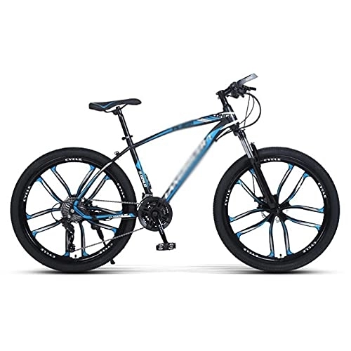 Bicicletas de montaña : MQJ Bicicleta de Montaña Unisex 26 en Ruedas de Pulgada con Mde Acero Al Carbono 21 / 24 / 27 Freno de Doble Disco de Velocidad para Niños para Niños Hombres Y Hombres / Azul / 21 Velocidad