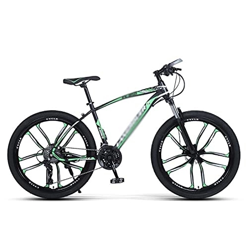 Bicicletas de montaña : MQJ Mde Acero Bicicleta de Montaña 26 Pulgadas Ruedas 21 / 24 / 27 Velocidad Dual Disce Freno de Bicicleta con Bifurcación Frontal de Amortiguador con Cerradura / Verde / 21 Velocidad