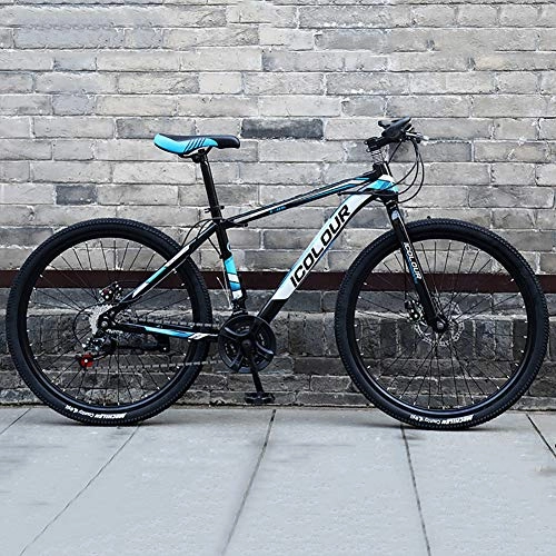 Bicicletas de montaña : MSM Alto-Acero Al Carbono Rgida Bicicleta De Suspensin, Bicicleta De Suspensin con Ajustable Espuma De Memoria Asiento, Hombres's Bicicleta De Montaa Negro Y Azul 26", 24-Velocidad