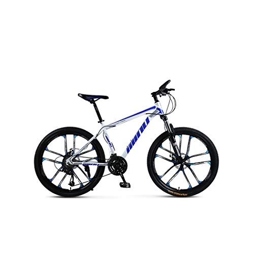 Bicicletas de montaña : MTB 26 Pulgadas 24 Doble Velocidad del Freno De Disco, Suspensin Completa De Bicicletas De Montaa Y Bicicletas Hombres Mujeres T Tipo Frente Tenedor De Choque Anti-Slip, White Blue