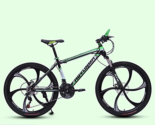 Bicicletas de montaña : N / AO Bicicleta De Trail para Adultos Bicicleta De Montaña De Acero De Alto Carbono De 26 Pulgadas Bicicleta De Carretera Ligera De 21 Velocidades-Verde