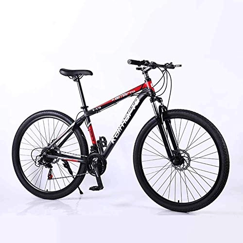 Bicicletas de montaña : N&I Bicicleta de montaña High-Carbon Steel 29 Inches Spoke Wheel 24 Speed Fully Adjustable Rear Shock Unit Front Suspension Forks Red 27speed