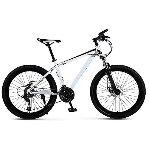 Bicicletas de montaña : ndegdgswg Bicicleta de montaña, 24 / 26 pulgadas, freno de disco, absorción de choque, macho y hembra, velocidad variable, 27 velocidades, rueda superior (blanco y negro)
