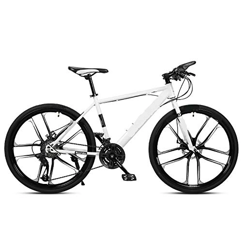 Bicicletas de montaña : ndegdgswg Bicicleta de montaña, 26 pulgadas, 27 / 30 velocidades, frenos de disco duales, una rueda todoterreno de velocidad variable, 27 velocidades, 10 cuchillos, color blanco