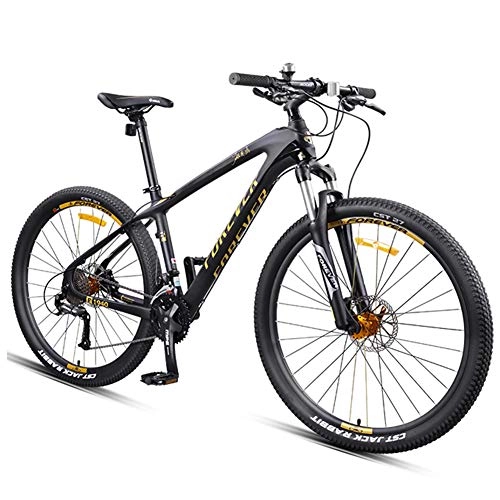 Bicicletas de montaña : NENGGE Adulto Hard Tail Bicicleta, 27.5 Pulgadas Neumticos de Bicicleta de Gran Tamao Bicicleta Montaa, Fibra de Carbono Cuadro Bicicleta De Montaa Porttil, Oro, 30 Speed