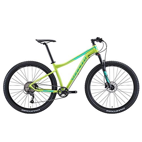 Bicicletas de montaña : Nengge Bicicleta de montaña de 9 velocidades, bicicleta de montaña con ruedas grandes para adultos, marco de aluminio, bicicleta de montaña, color Verde, tamaño 17 Inch Frame