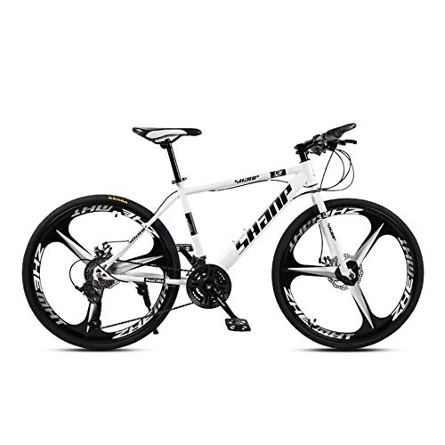 Bicicletas de montaña : NOVOKART Bicicleta de Montaña Unisex, 26 Pulgadas, Gearshift, MTB para Adultos con Asiento Ajustable, Blanco, 3 cortadores, Cambio de 27 etapas