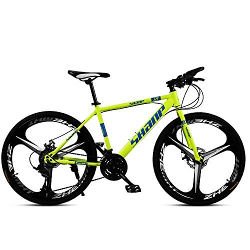Bicicletas de montaña : NOVOKART Bicicleta de Montaña Unisex, 26 Pulgadas, MTB para Adultos con Asiento Ajustable, Amarillo, 3 cortadores, Cambio de 21 etapas