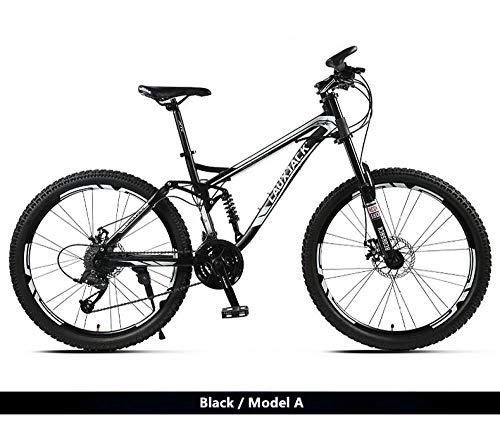 Bicicletas de montaña : Nueva Marca Mountain Bicycle Carbon Steel Soft Tail Frame Dual Disc Brake 27 Speed ​​Suspension Front Fork Bike Downhill Bicicleta-Model_A_Black