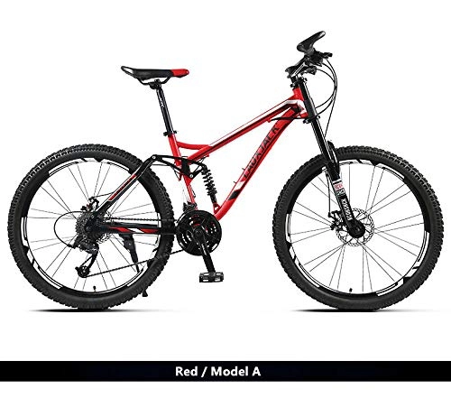 Bicicletas de montaña : Nueva Marca Mountain Bicycle Carbon Steel Soft Tail Frame Dual Disc Brake 27 Speed ​​Suspension Front Fork Bike Downhill Bicicleta-Model_A_Red