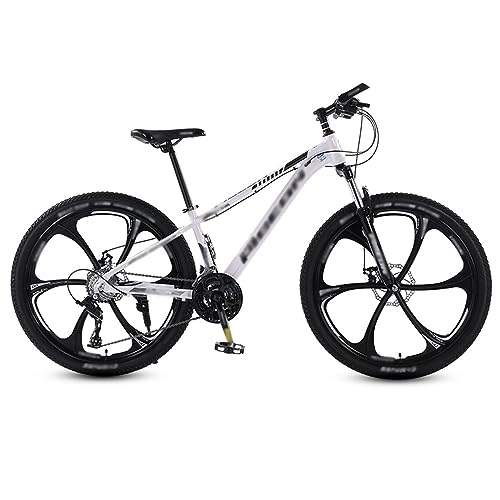 Bicicletas de montaña : NYASAA Bicicletas de montaña para Hombres y Mujeres Adultos, Freno de Disco Doble mecánico Antideslizante Marco de Acero de Alto Carbono, Adecuado para Salir (White 26)