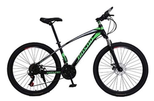 Bicicletas de montaña : Pakopjxnx Mountain Bike 26-Inch 21-Speed Front and Rear Double Disc Brakes, Green, 26 * 17(165-175cm)