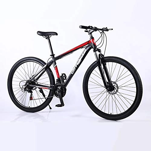 Bicicletas de montaña : para Hombre en Bicicleta de montaña, Bicicleta de Aluminio de aleación de Doble Freno de Disco, de 29 Pulgadas Bicicleta de montaña 21 / 24 / 27 Velocidad, Black Red, 21 Speed