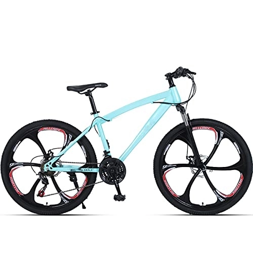 Bicicletas de montaña : PBTRM 26 Pulgadas 27 Velocidades Bicicleta Montaña MTB para Adultos Y Adolescentes, Horquilla Delantera Bloqueable, Freno Mecánico Doble Disco, Marco Acero con Alto Contenido Carbono, Azul