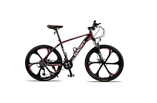 Bicicletas de montaña : QGQ de 26 Pulgadas Y 6 Rayos Ruedas de Bicicletas de Montaa Unisex 24 / 27 / 30 Velocidad de Marco de Aluminio de Bicicletas con Frenos de Disco Y Suspensin Tenedor, Rojo, 24 Velocidad