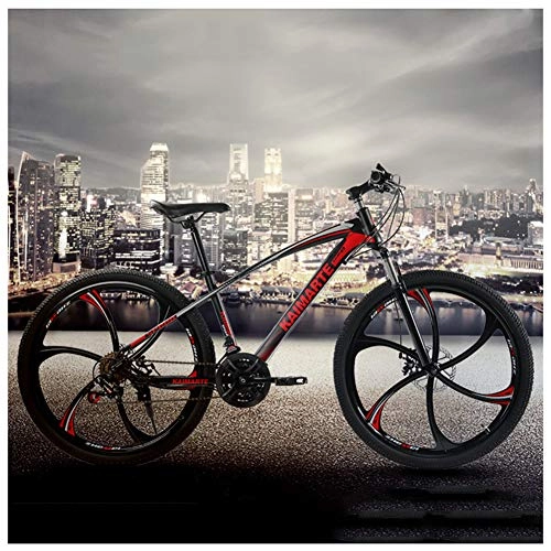 Bicicletas de montaña : QIMENG Bicicleta Montaa 26" Bicicleta de montaña Bicicleta para Adultos Cuadro de Acero de Alto Carbono Bicicletas de montaña rgidas Adecuado para 165-185 cm, 6 Cutter Red, 21 Speed