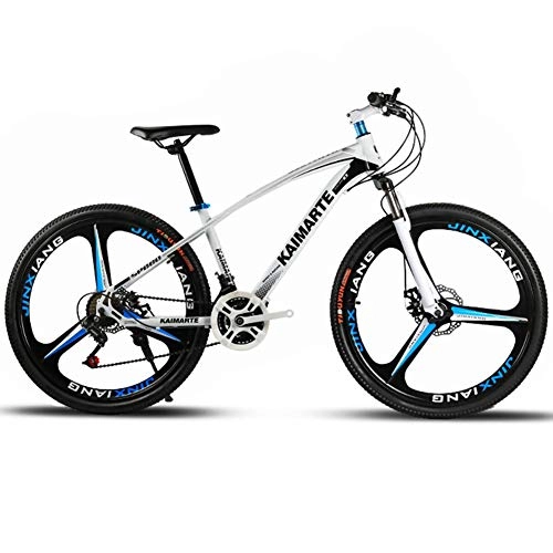 Bicicletas de montaña : QIMENG Bicicleta Montaña 26" Bicicleta de montaña Bicicleta para Adultos Cuadro de Acero de Alto Carbono Bicicletas de montaña rígidas Adecuado para 165-185 cm, 3 Cutter White, 27 Speed