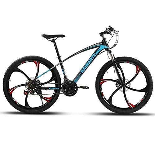 Bicicletas de montaña : QIMENG Bicicleta Montaña 26" Bicicleta de montaña Bicicleta para Adultos Cuadro de Acero de Alto Carbono Bicicletas de montaña rígidas Adecuado para 165-185 cm, 6 Cutter Blue, 24 Speed