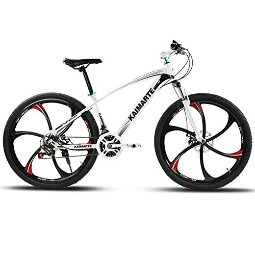 Bicicletas de montaña : QIMENG Bicicleta Montaña 26" Bicicleta de montaña Bicicleta para Adultos Cuadro de Acero de Alto Carbono Bicicletas de montaña rígidas Adecuado para 165-185 cm, 6 Cutter White, 21 Speed