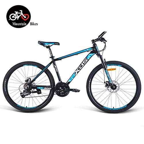 Bicicletas de montaña : QMMD 21 Velocidades Bicicleta Montaña, 26 Pulgadas Hard Tail Bicicleta, Adulto Bicicleta de Montaña Cuadro Aluminio, Doble Freno Disco, Bicicleta de Ciudad, Blue Spokes, 21 Speed
