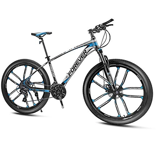 Bicicletas de montaña : QMMD 27.5 PulgadasBicicleta Montaña, Hombres Hard Tail Bicicleta Cuadro Aluminio, Ligero Bicicleta BTT, 24-27-30- Velocidades Bicicleta de Ciudad, Ciclismo, Blue 10 Spoke, 30 Speed