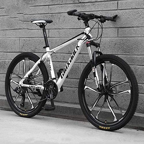 Bicicletas de montaña : QZ 26" Bicicletas de montaña for el Adulto, 21 / 24 / 27 / 30-velocidad Alta de Acero al Carbono Completo Cuadro de suspensin, suspensin Tenedor, Freno de Disco Rgidas (Color : B2, Size : 24 Speeds)