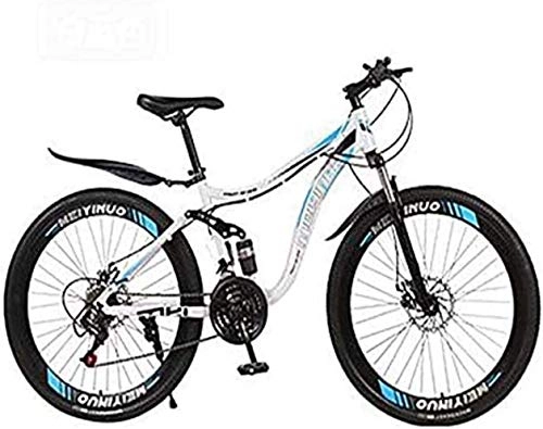 Bicicletas de montaña : QZ Montaa for Bicicleta, suspensin Completa de Acero al Carbono de Alta MTB Marco con Asiento Ajustable, Neumticos Pedales de PVC y de montaña, Doble Freno de Disco (Color : C, Size : 21 Speed)