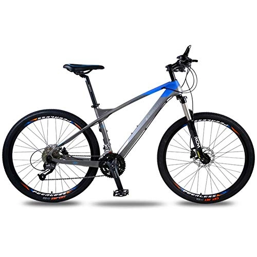 Bicicletas de montaña : Racing clase de adultos bicicleta de montaña, la fibra de carbono del aceite del freno de disco de bicicletas, 26 pulgadas -27 velocidad, más rápido y más ahorro de trabajo Riding ( Color : Blue )