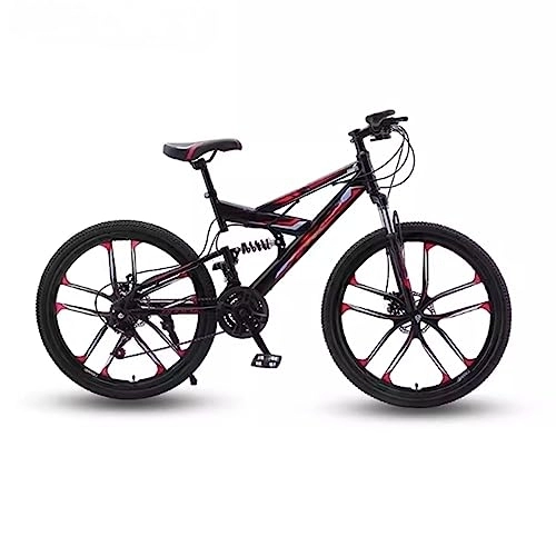 Bicicletas de montaña : RASHIV Bicicleta de montaña de 26 Pulgadas con Velocidad Variable, Bicicleta de montaña Todoterreno de Doble Impacto, Bicicleta de cercanías, Adecuada para Adultos y Adolescentes (Black Red 24 Speed)
