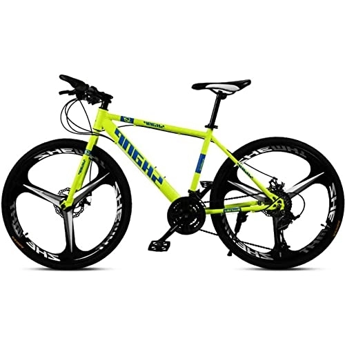 Bicicletas de montaña : RSDSA Adultmountain Bike, Carbon Steelmountain Bike 21 / 24 / 27 Speed Full Bicycle Suspension MTB Gears Double Disc Brakesmountain Bicycle, Amarillo, 21speed