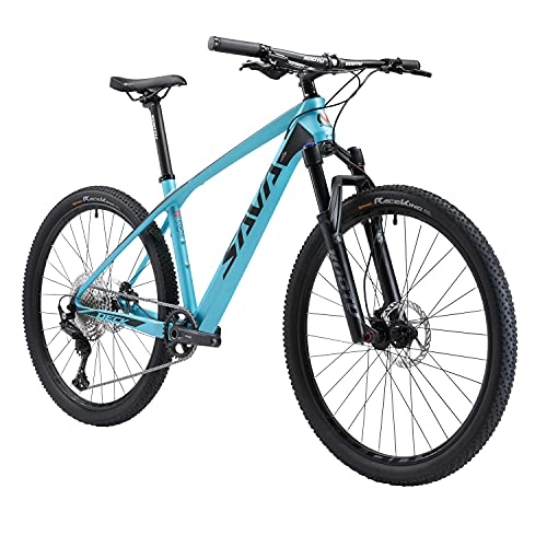 Bicicletas de montaña : SAVADECK DECK6.0 Bicicleta de Montaña Carbono Ultraligera MTB de 27.5 / 29 Pulgadas con Cola rígida Completa con neumáticos Shimano DEORE M6000 Gpuppreset de 30 velocidades (Azul, 29 * 21)